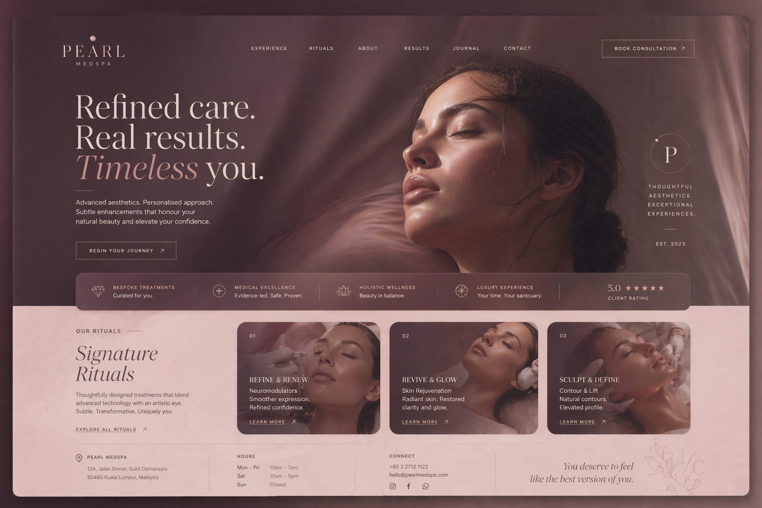 Pearl Medspa clinic website direction